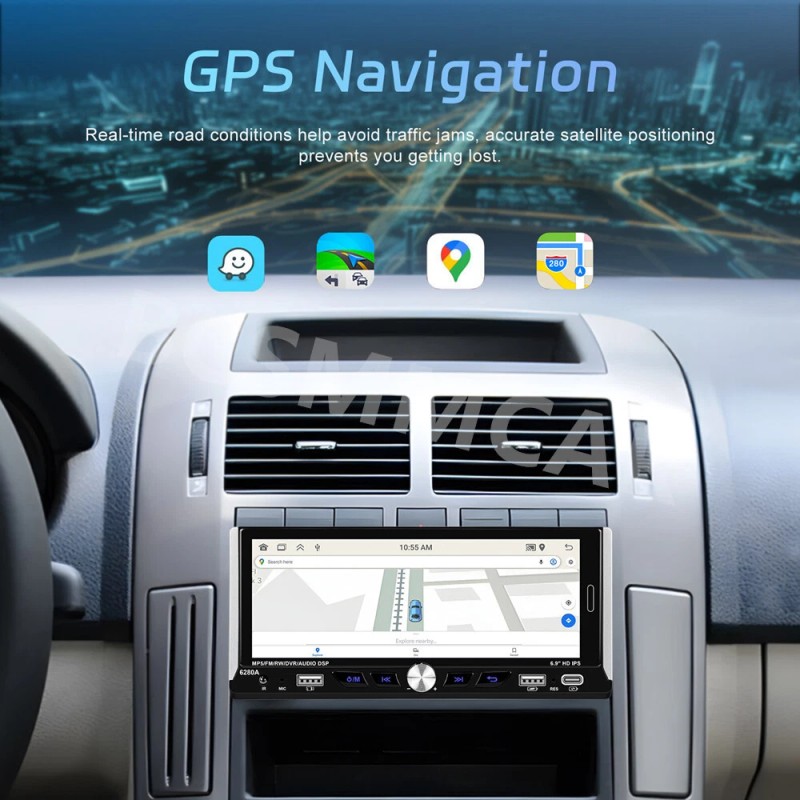 BCSMMCAR 1 Din Car Stereo Radio Player GPS Navigation Touch