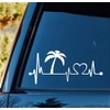 K1016 Palm Tree Heartbeat Lifeline Vacation Decal Sticker