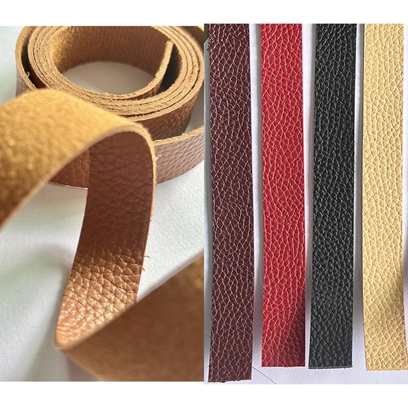 1 Roll Leather Strap Strip,2CM*4.5M Black Lychee Pattern Leather Strap,Side