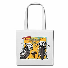 Reifen-Markt Tasche Umhängetasche 500CC MOTORCYCLE RACE BIKERSHIRT MOTORRAD CHOPPER GOTHIC MOTORCYCLE SKULL MOTORRADCLUB BIKE ROUTE 66 Einkaufstasche Schulbeutel Turnbeutel in Weiß