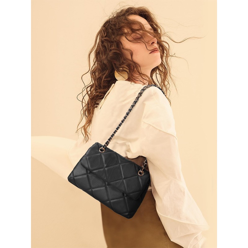 Gladdon Multi Pocket Shoulder Satchel Bag for Women Diamond Pattern