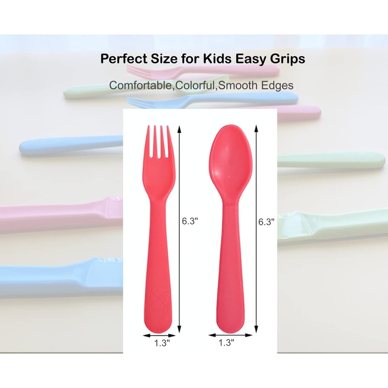 Jawbush 16 Pcs Kids Utensils, Plastic Kids Forks and Spoons,
