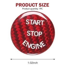 Merdege Car Push Start Button Cover, Ignition Button Cover Replacement, Carbon Fiber Interior Sticker, Suitable for Most Cars (Carbon Red)