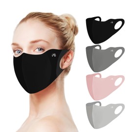 Hymeiluely 4 Pieces Breathable Washable Reusable Sun Face Mask For Women Men,sunscreen UV Face Shield For Running Hiking Riding Exercise (Black+Dark Gray+Pink+Light Gray)