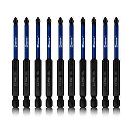 Facoow 10 Pack Phillips Impact Driver Bits, #3 Phillips Head Magnetic Screwdriver Bits Set, 3.5Inch S2 Alloy Steel Impact Bits, 1/4" Hex Shank Screwdriver Drill Bit, CNC Machined ph3 Impact Drill Bits