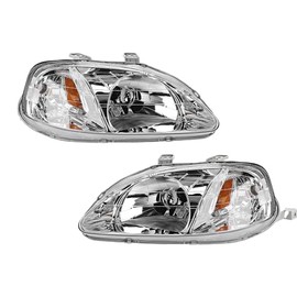 Parts Galaxy Headlight Assembly Set For 1999-2000 Honda Civic Left Right Halogen Composite