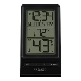 La Crosse Technology 308-1415BW Digital Wireless Thermometer with Time, Black