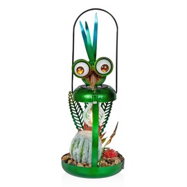 Alpine Corporation LYT292SLR-HH Solar-Powered Metal Heron w/Garden Enclosed LED Light Decor, Solar Patio Decor, 16''H, Green