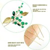AIMALL 3 PCS Handmade U-Shaped Emerald Green Rhinestone Hairpins, Bride