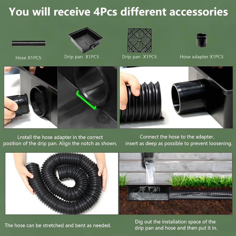 Rain Gutter Downpipe Extensions, Square Sink Drain Set, with 150