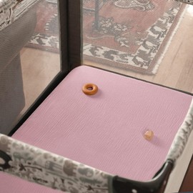 Set of 2 Children's Fitted Sheets, Muslin Cotton Fitted Sheet for Baby Cot and Cot, 60 x 120 cm / 70 x 140 cm, Travel Cot, Fitted Sheet, Side Cot, Sheets (Pink Carnation)