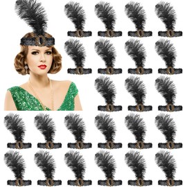 Jexine 30 Pcs 1920s Flapper Headband Bulk for Women Roaring 20s Gatsby Hair Costume Flapper Headpiece(Bright Colors)