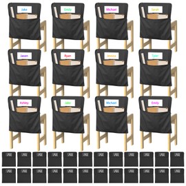 YZiCHENQQ 24 PCS Chair Pockets for Classrooms, 17"x15.7" Student Chair Organizers for Seating and Storage, Durable Seat Sacks for K-2, School and Home Use (Black, Small)