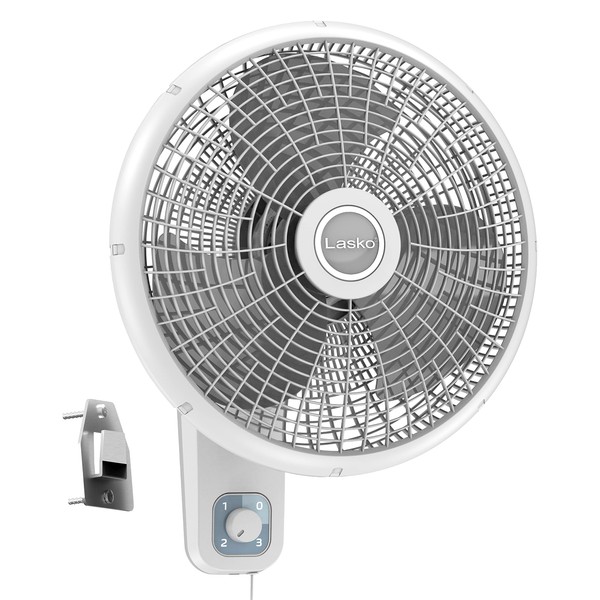 Lasko 16" 3-Speed Oscillating Wall Mount Fan for Indoor Use, M16900, Light Grey