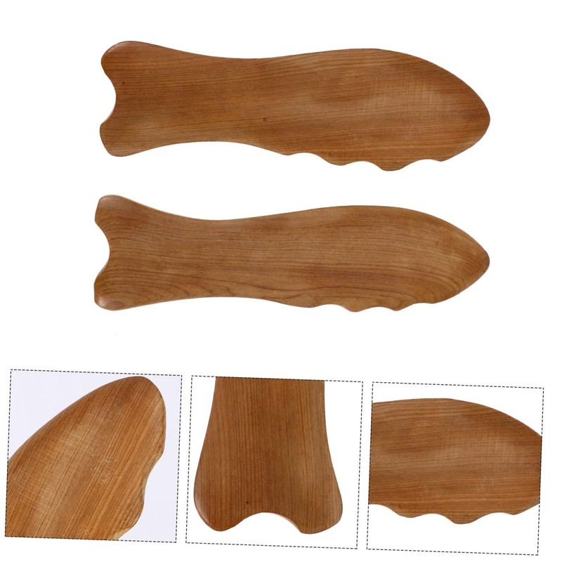LALAFINA 2pcs Wooden Scraping Board Sanitary Massage Tool for Face