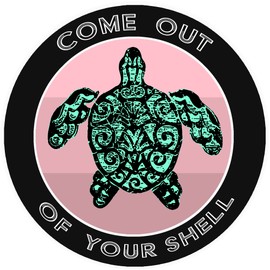 Athena Brands Pink Turtle Come Out of Your Shell - Car Truck Window Bumper Sticker Decal - Black