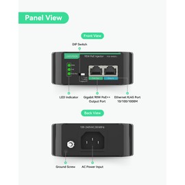 LINOVISION Gigabit 90W 802.3bt PoE Injector, Compatible with Standard and Legacy Non-Standard PD Device, PoE++ Injector for High Power Consumption PTZ Camera, VoIP Phone