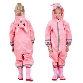 FILOWA Children's Mud Suit, Breathable Rain Overall, One-Piece Rain Clothing, Waterproof Rain Suit, Lightweight Raincoat with Reflector, Rain Overalls, Hiking, Outdoor, Unisex, Boys and Girls, 3-10
