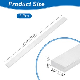 sourcing map Square Aluminum Flat Bar, 2Pcs 1/8" Thickness 3/4" Width 12" Length Square 6063 Aluminum Flat Plate, 3 x 20 x 305mm Solid Mill Stock