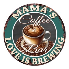 Mama’S Coffee bar Love is brewing Sign Birthday Valentine's Day Mother's Day Father's Day Christmas Housewarming Party Gift For Women Coffee nook Decor Ideas