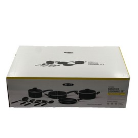 BELLA 12 Piece  Nonstick Kitchen Essentials Cookware Set black  New