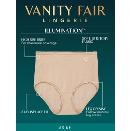 Vanity Fair Women's Illumination Brief Panties (Regular & Plus Size), Plus Size - Midnight Black, 9