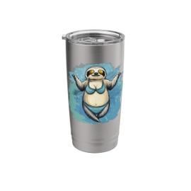 Hilarious Sloth in Bikini Swimsuit for Summer Fun Stainless Steel Insulated Tumbler