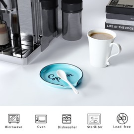 GDCZ Ceramic Spoon Rest for Stove Top 5 Inches Large Spoon Holder for kitchen Counter, Modern Spoon for Farmhouse, Cooking Utensil Rest, Kitchen Accessories, Dishwasher Safe (Turquoise, 1)