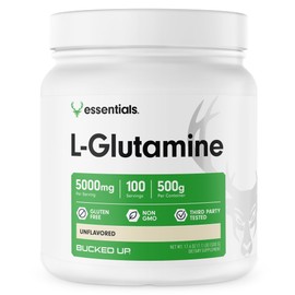 Bucked Up L-Glutamine 500g Powder, Gluten-Free, Non-GMO, Unflavored (100 Servings)