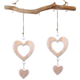 Sctmda Heart Decorative Wooden Pendant, Pack of 2, Hanging Wooden Decorative Heart Decoration, Heart Hanging Window Decoration, Wooden Hearts, Window Decoration, Decorative Pendant, Gift, Wooden