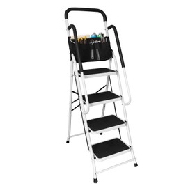 Torin 4-Step Folding Ladder 400 lbs Heavy Duty Step Stoolwith Anti-Slip Pedal, Sponge Handle for Garden, Household, Offices, ATRJZ9034XB