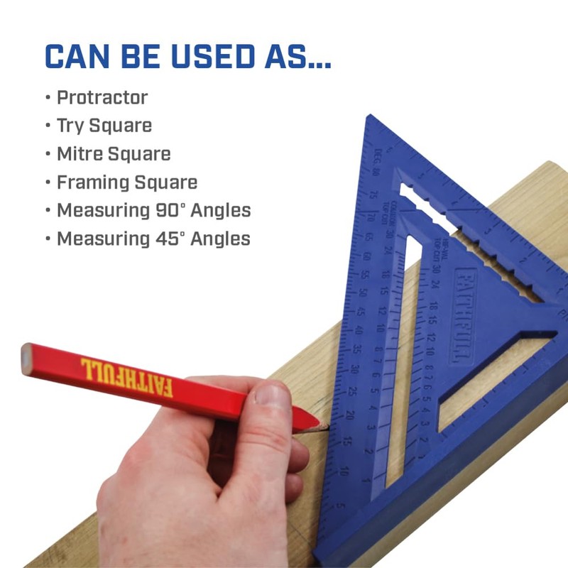 Faithfull Plastic Quick Square - 7in Imperial Triangle Measuring Ruler