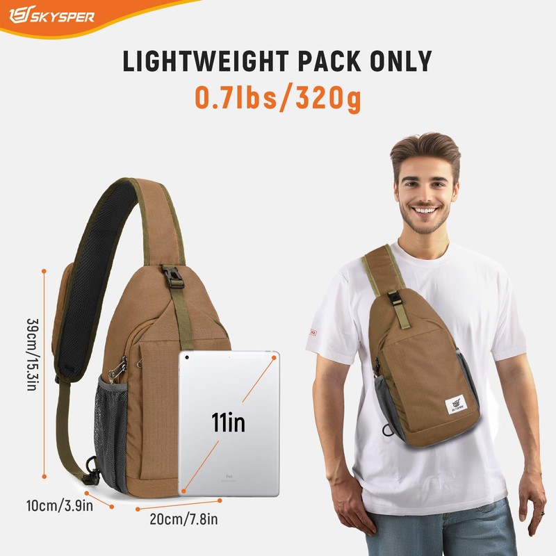 SKYSPER Sling Bag RFID Cross Body Bag Recycled Crossbody Backpack