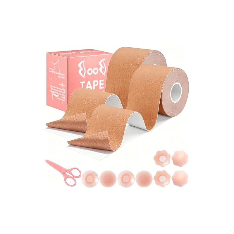 2 Rollos Cinta para Busto 5m*5cm y 4 Pares Pezoneras