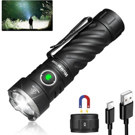 Wurkkos TS26S Rechargeable Flashlight,3100 High Lumens LED Flashlight 95CRI,Magnetic Tail Cap,191 Meters 5000K Boost Constant Current,IP68 Waterproof for Dog Walking,Camping,Emergency