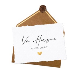 Joli Coon Wedding Card "Von Herzen alles Liebe von Herzen alles Liebe [German Language] A6 with Natural Envelope and Wax Seal