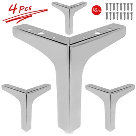 Seimneire 4pcs 7 Inch Furniture Legs, Modern Style Sofa Legs Polished Chrome Triangle Legs Metal Furniture Feet for Table Cupboard Sofa Couch Chair