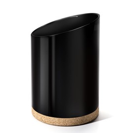 KITEISCAT Large Ceramic Utensil Holder for Kitchen Counter, Modern Crock with Slanted Top & Cork Mat, for Spatulas & Cooking Spoons, Black