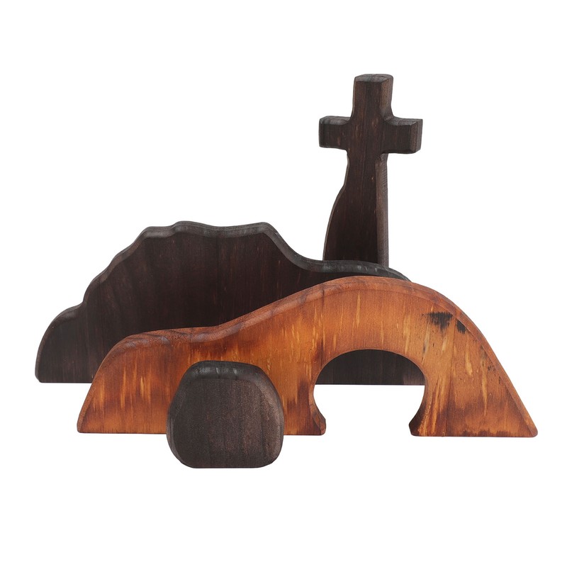 Wooden Tomb Cross Decor Empty Tomb Easter Decor for Home