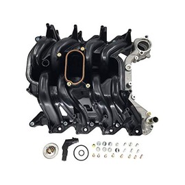 Upper Intake Manifold Kit with Aluminum Crossover, Thermostat, O-Rings, Screws and Gaskets - 1 Piece Design - Compatible with 2000-2004 Ford Expedition 5.4L V8