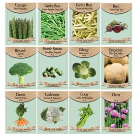 Set of 12 Farm-to-Table Freshness: A Vibrant Harvest of Vegetables and Herbs - Non GMO, Heirloom, and High Germination - Asparagus, Carrot, & Broccoli