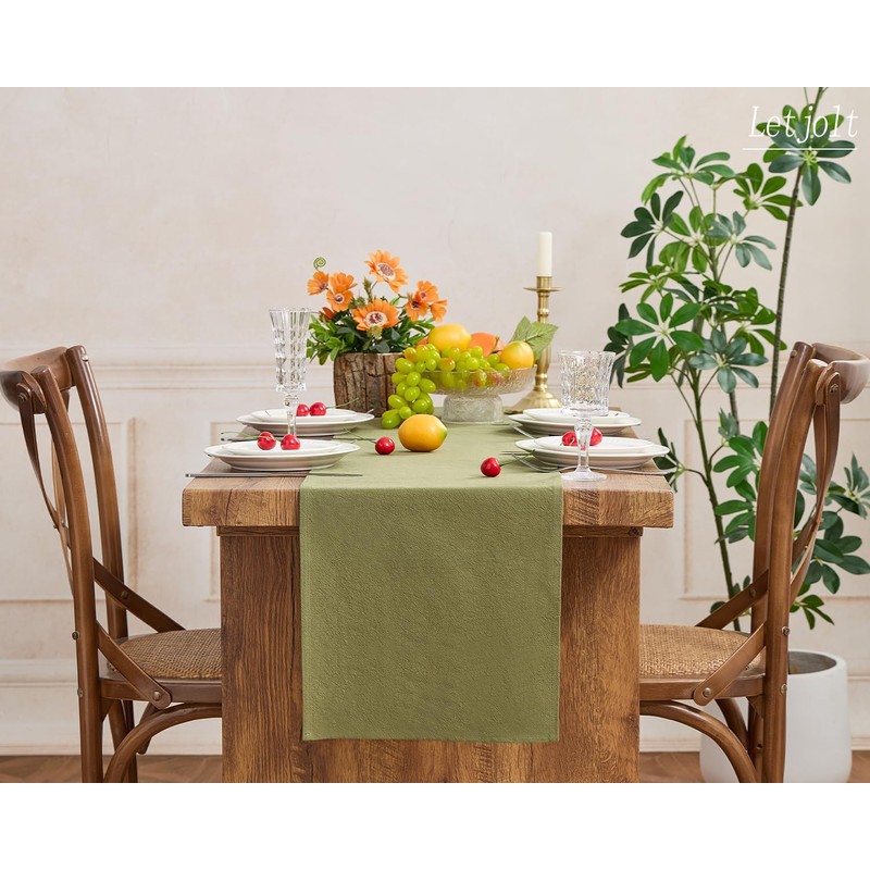 Letjolt Olive Green Table Runner 72 Inches Rustic Farmhouse Table