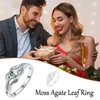 URONE Moss Agate Ring Silver 925 Leaf Moss Agate Rings