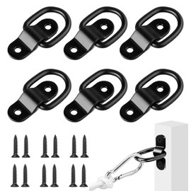 D Ring Tie Down Anchors, 6 Pcs Heavy Duty Steel D Rings, D Ring Tie Downs for Boats, Trailers Trucks RV, Warehouse, Garage (Black)