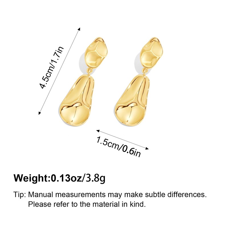 YUJIE Lightweight Gold Hammered Teardrop Dangle Earrings for Women 14K