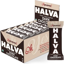 Oh, Goodness! Organic Halva Bars - Paleo Friendly - No Additives, Refined-Sugar, or Artificial Sweeteners - 40g Each - 16 Pack (Dark Chocolate)