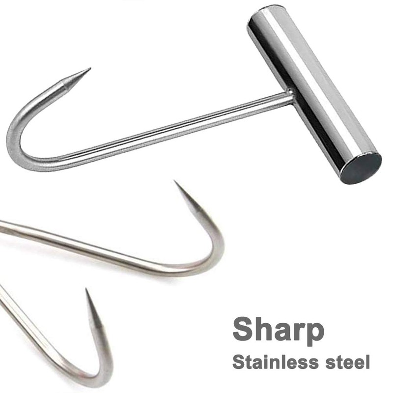 Grizef Stainless Steel 8 inch Hooks T-Handle Meat Boning Hook