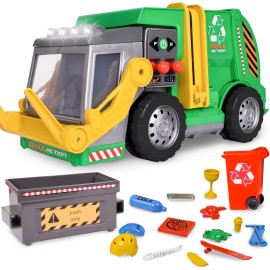 Sunny Days Entertainment, LLC. 19" Large Motorized Garbage Truck Toy with Lights, Sound & Accessories for Kids