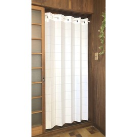 Accordion Curtain, Solid, White, Room Divider, Noren, Long Partition, Blindfold, Heat Shield, Cold Protection, Adjustable Length, 78.7 inches (200 cm), C120