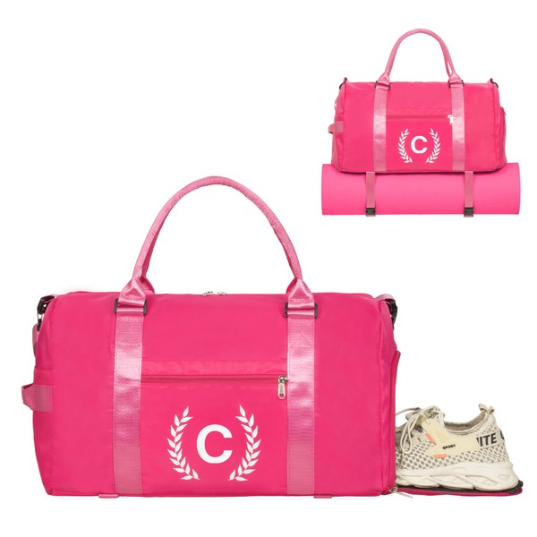 Gym Bag for Women, Personalized Duffle Bag with Shoe Compartment,